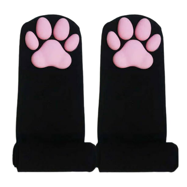 Cat Paw Thigh High Socks Golves Girls Women Cosplay Soft 3D Kitten Paw Pad Toe Beans Mittens Stockings,Cat Paw Pad Socks